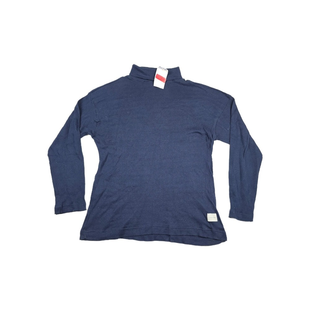 Calvin Klein Waffle Knit Thermal Egyptian Cotton Mens Large Navy Blue Base Layer